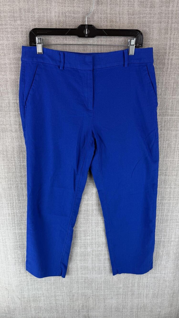 LOFT Pants Womens 6 Blue Cropped Tapered Slim Riviera Stretch Pockets Twill